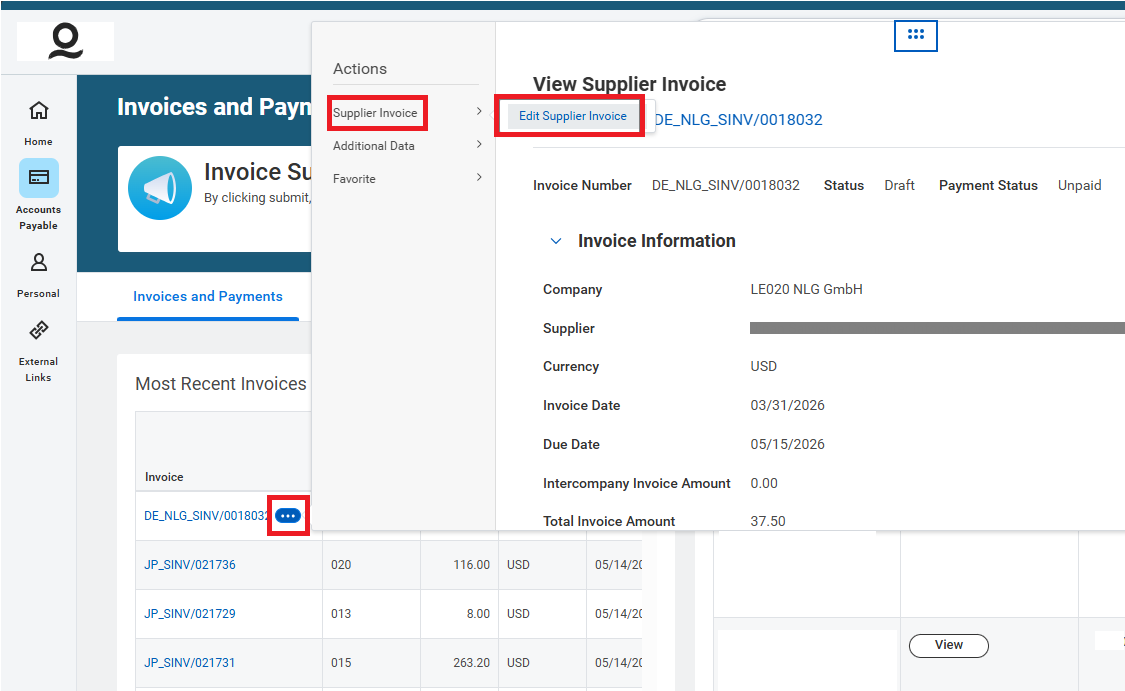 Workday: Draft Invoice – Welocalize